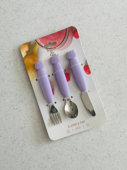 Mini & Me Metal Cutlery Set Lilac