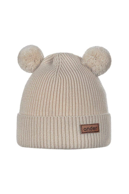 100% Merino Teddy Knited beanie - Beige