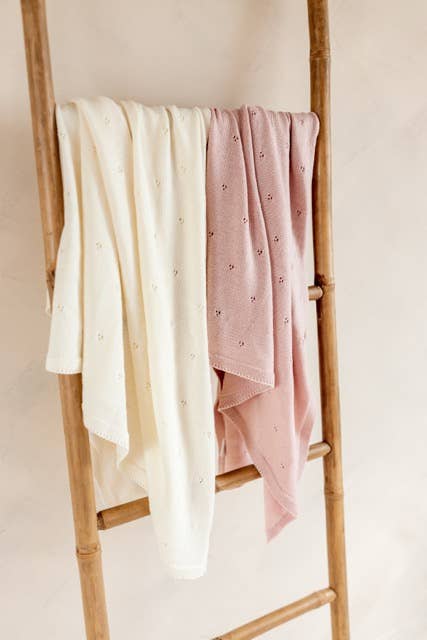 100% Merino wool baby blanket - Pink