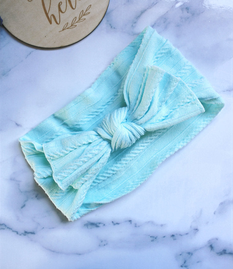 Stretch Bow Headband - Aqua