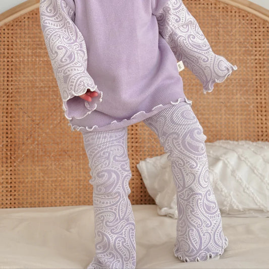 The Wolf Ribbed Knit Flares - Lila