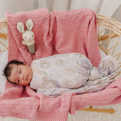 Beehive Muslin Wrap & Dusty Pink Pram Clip Set