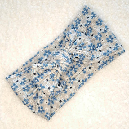Stretch Bow Headband - Blue Floral
