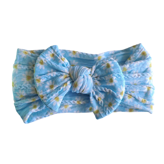 Stretch Bow Headband - Blue Daisy