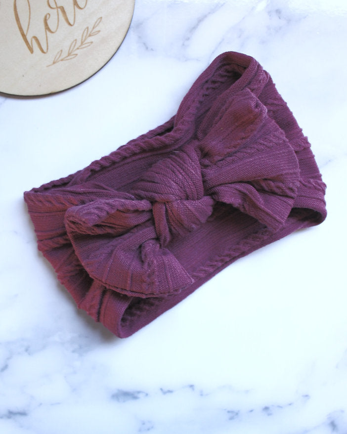 Stretch Bow Headband - Burgundy