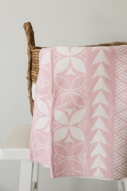Cotton Knitted Blanket - Fairy Floss Pink
