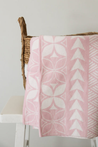 Cotton Knitted Blanket - Fairy Floss Pink