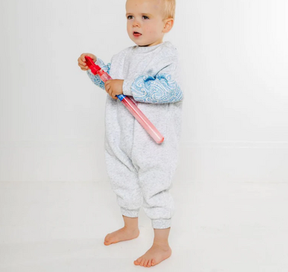 The Wolf Cosy suit romper- Grey/Blue