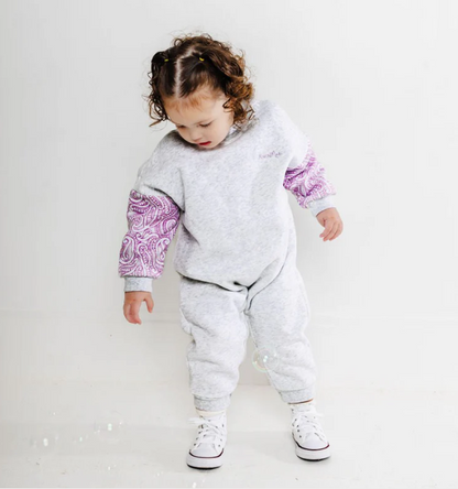 The Wolf Cosy suit romper- Grey/Lilac