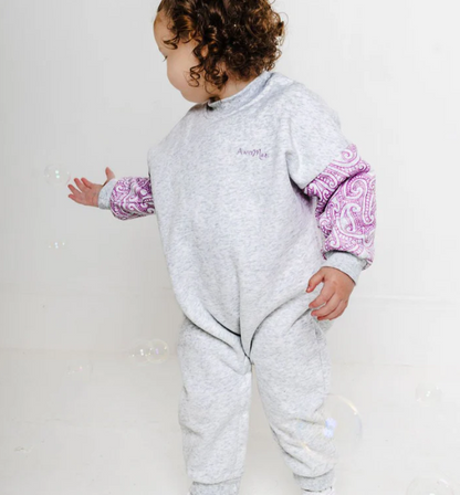 The Wolf Cosy suit romper- Grey/Lilac