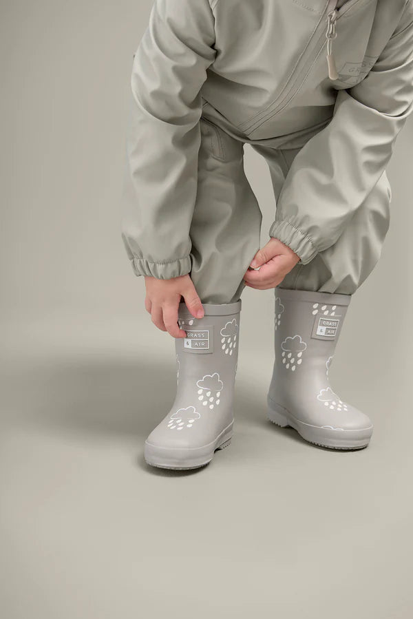 Geothermal Grey Colour-Changing Kids Gumboots