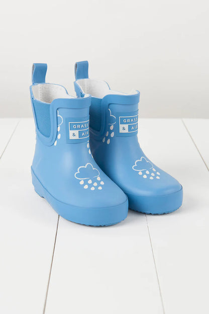 Cornflower Blue Short Colour-Changing Kids Gumboots