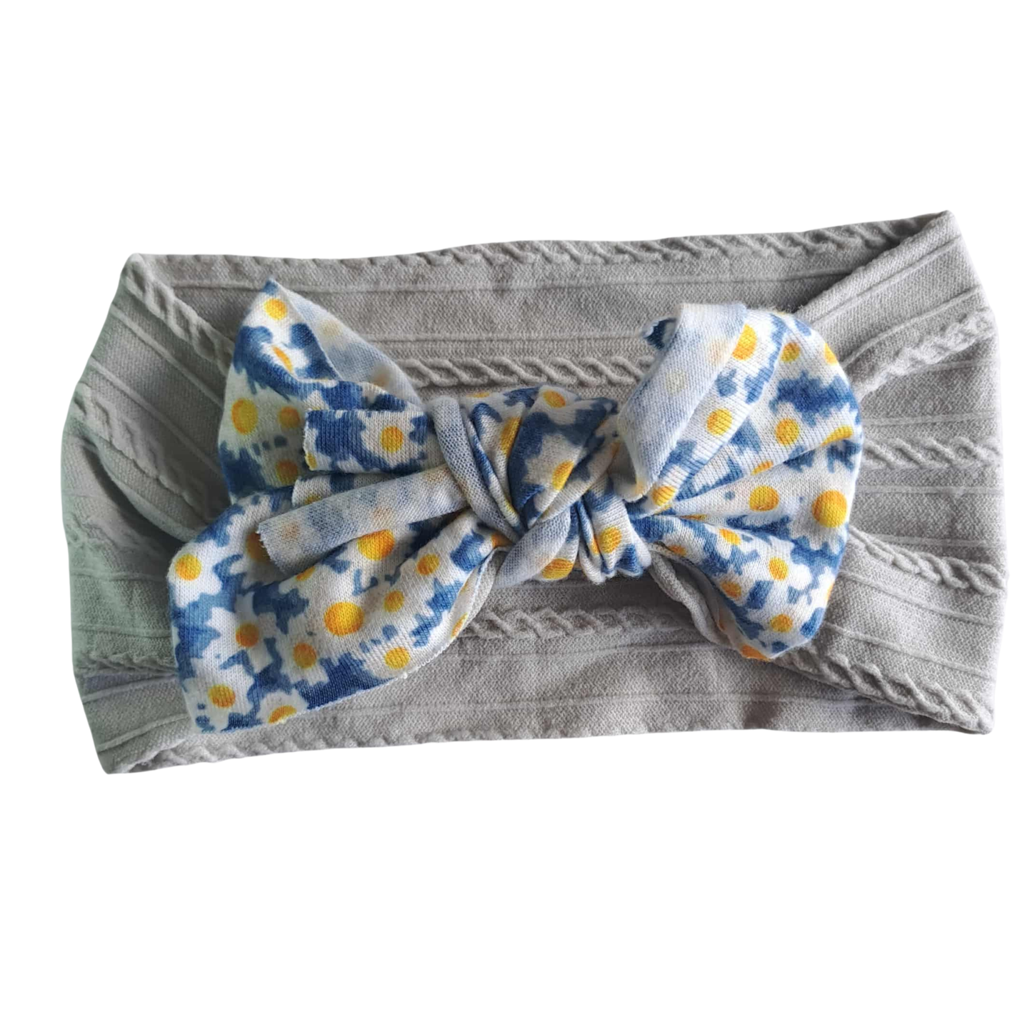 Stretch Bow Headband - Grey Floral