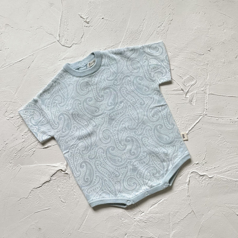 The Wolf Oversized Tee Romper - Sky