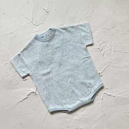 The Wolf Oversized Tee Romper - Sky