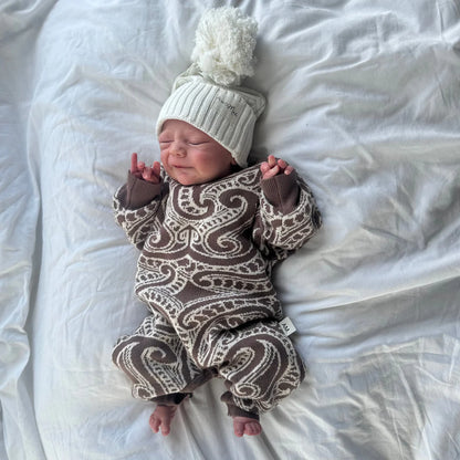 The Wolf Knit Romper - Walnut