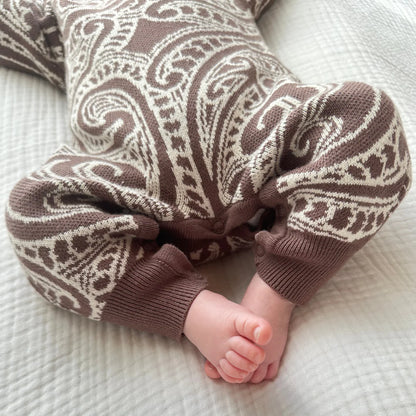 The Wolf Knit Romper - Walnut