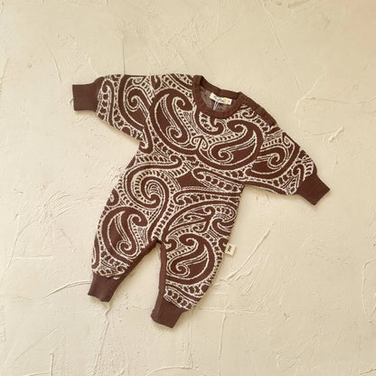 The Wolf Knit Romper - Walnut