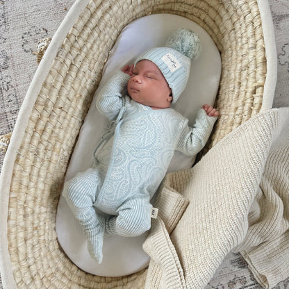 The Wolf Ribbed knit Onesie - Sky