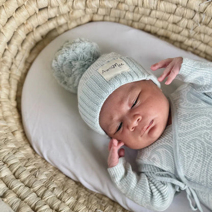 The Wolf Ribbed knit Onesie - Sky