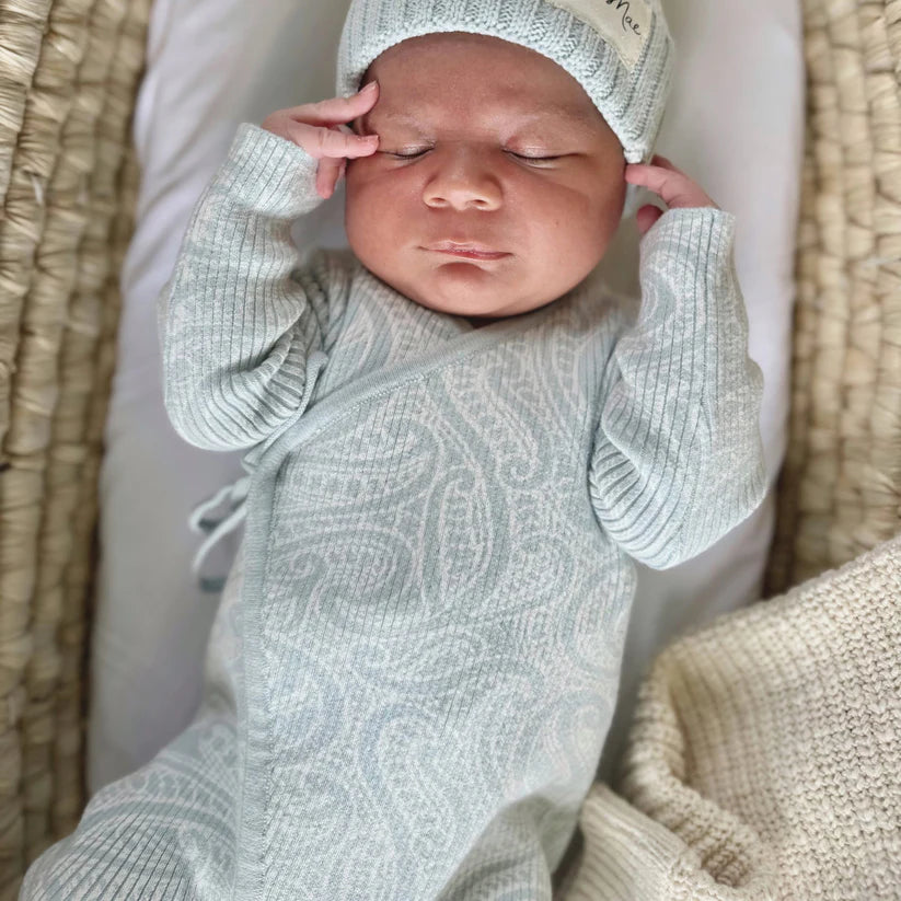 The Wolf Ribbed knit Onesie - Sky