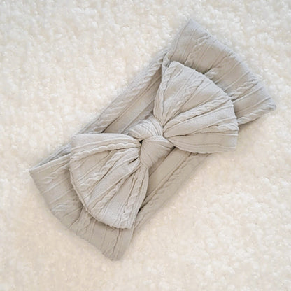Stretch Bow Headband - Light Grey