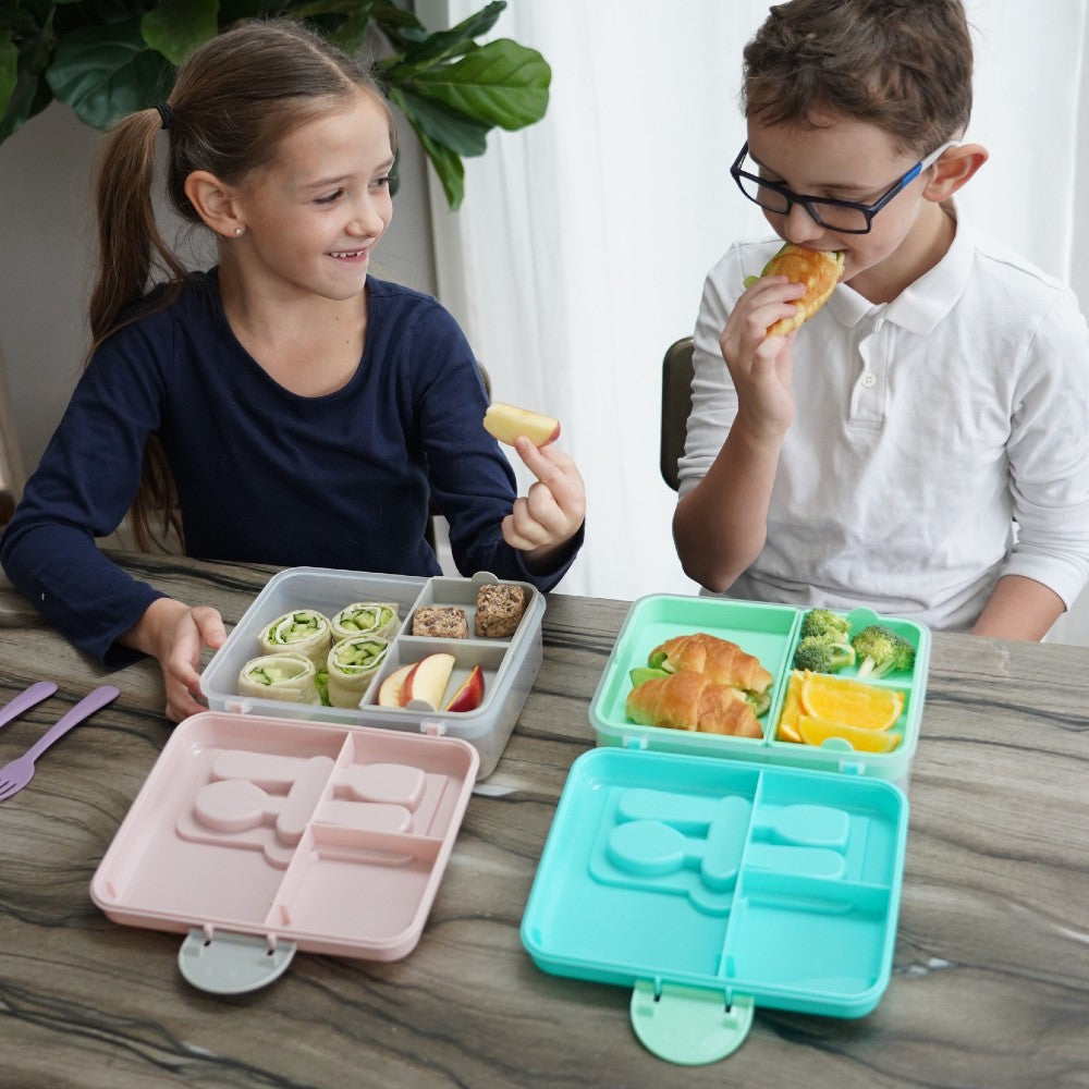 Melii 2 Tier Bento Box - Pink & Grey