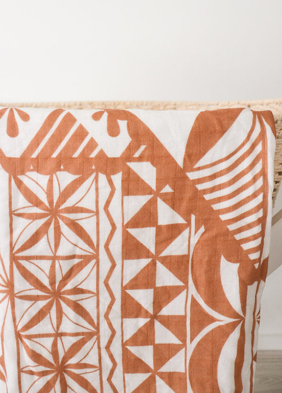 Mafana Layered Muslin Blanket (Tonga) - Brown