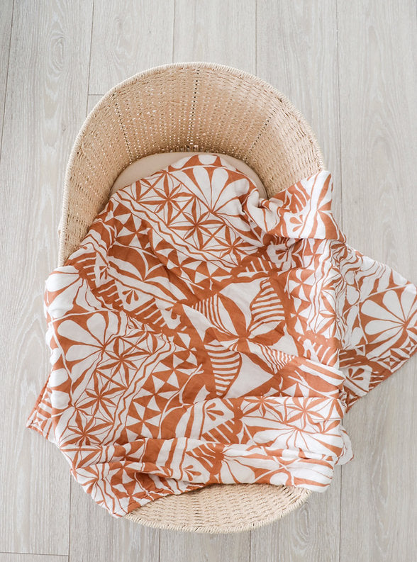Mafana Layered Muslin Blanket (Tonga) - Brown