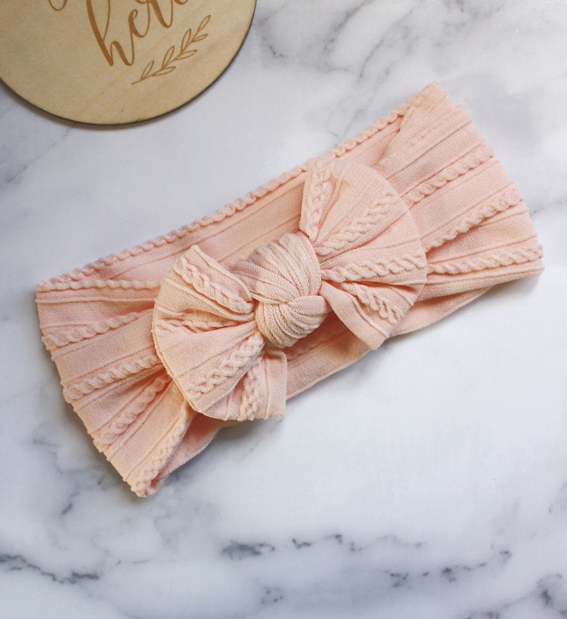 Stretch Bow Headband - Peach