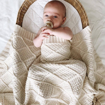 Cream Organic Knitted Blanket