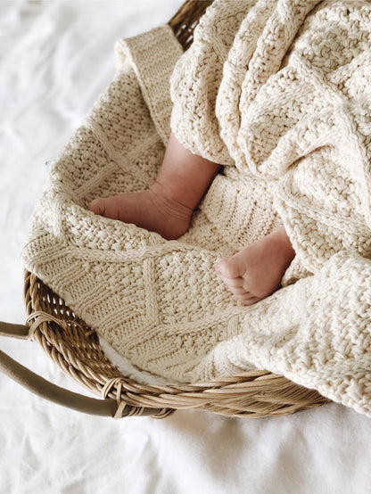 Cream Organic Knitted Blanket