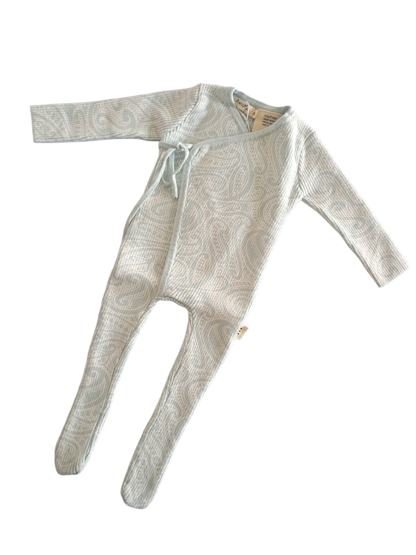 The Wolf Ribbed knit Onesie - Sky