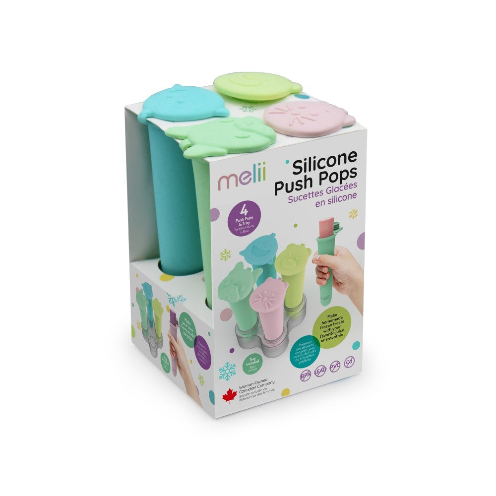 Melii Silicone Push Pops - 4 Pack with Tray