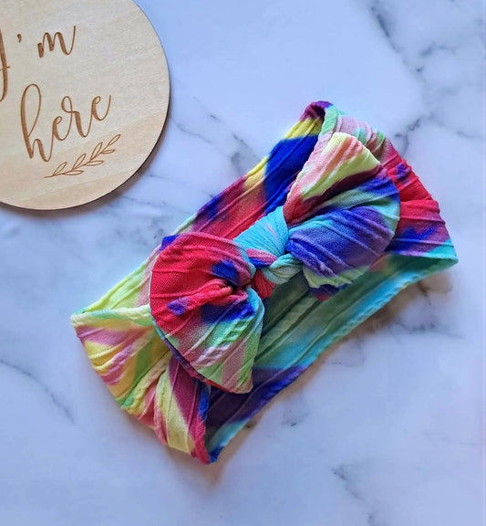 Stretch Bow Headband - Rainbow