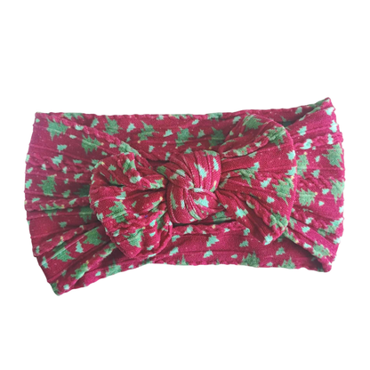 Stretch Bow Headband - Red Christmas