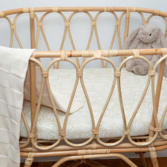 Fitted Jersey Cotton Bassinet Sheet/Change Table Cover - Sandy Shell