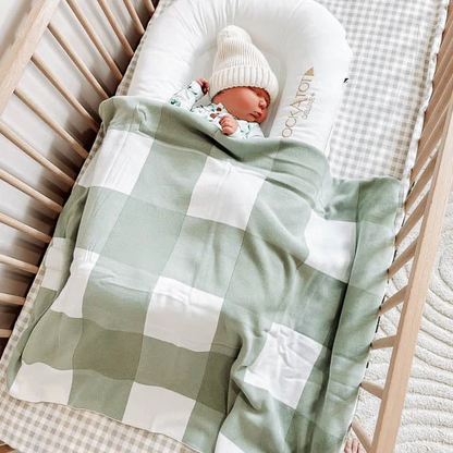 Sage Gingham Organic Blanket