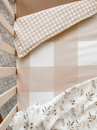 Sand Gingham Cot Quilt