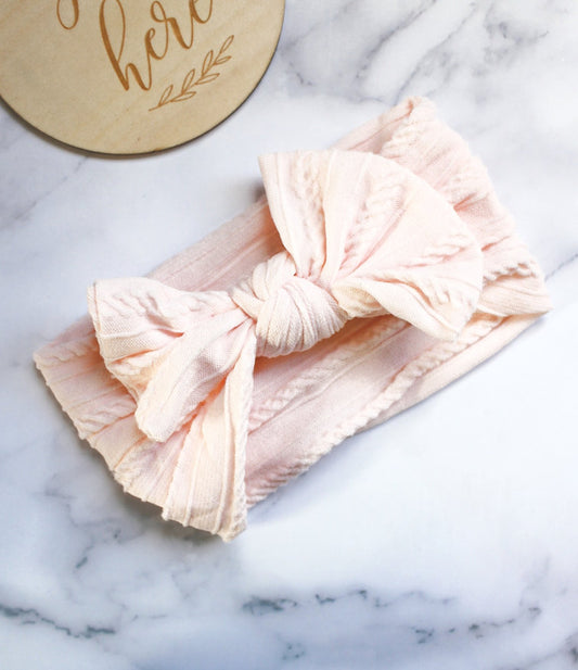 Stretch Bow Headband - Soft Pink