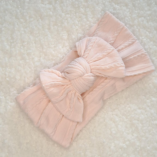 Stretch Bow Headband - Soft Pink