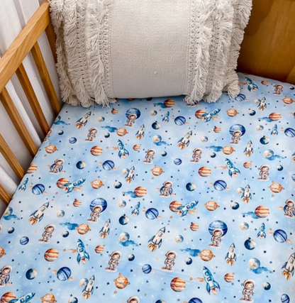 Space Rockets Fitted Cot Sheet