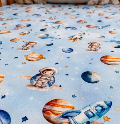 Space Rockets Fitted Cot Sheet