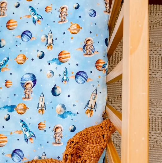 Space Rockets Fitted Cot Sheet