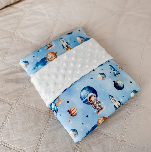 Space Rockets Minky Blanket