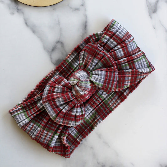 Stretch Bow Headband - Tartan