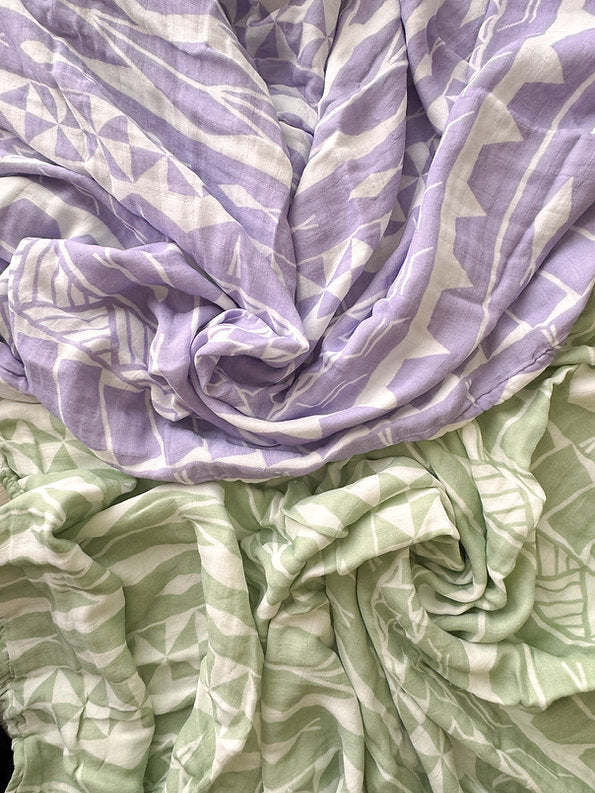 Tautua Layered Muslin Blanket (Samoa) - Olive