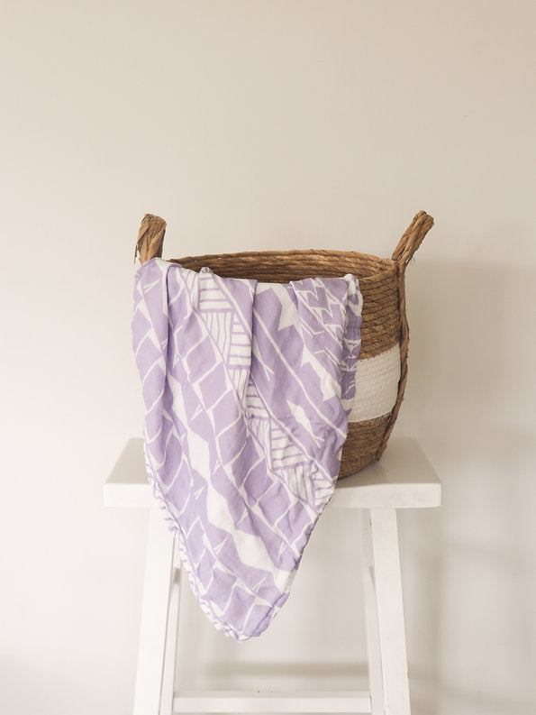 Tautua Layered Muslin Blanket (Samoa) - Lilac