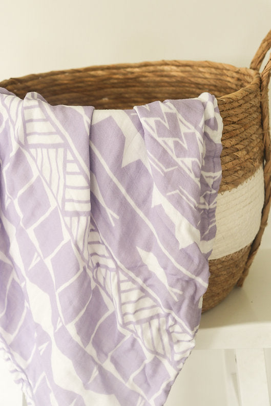 Tautua Layered Muslin Blanket (Samoa) - Lilac