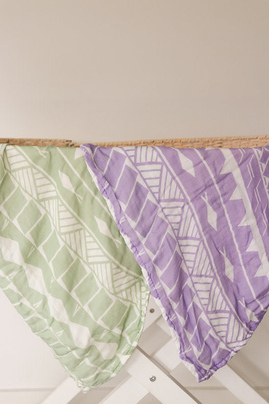 Tautua Layered Muslin Blanket (Samoa) - Lilac